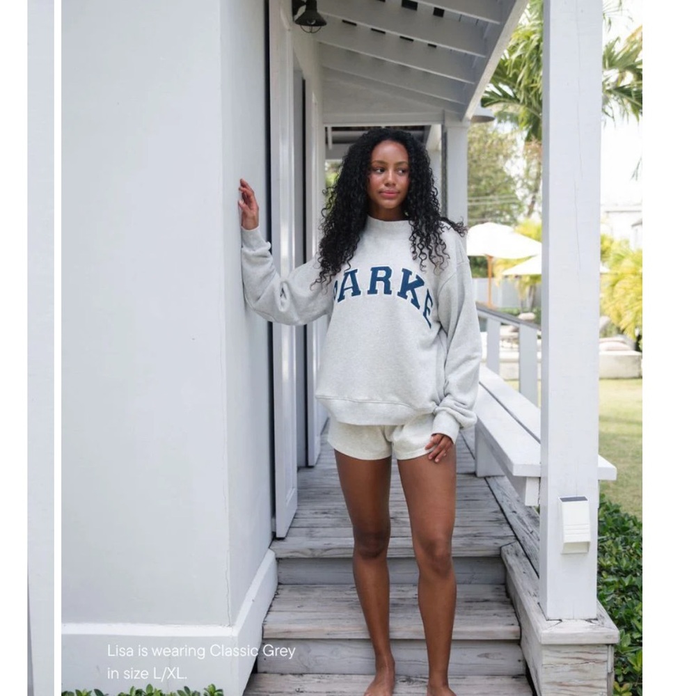 NEW PARKE summer land heritage varsity mockneck classic gray/navy open to offers